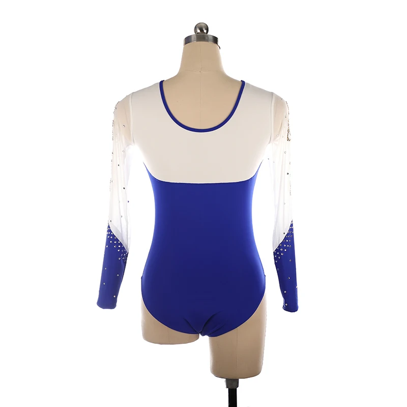 Dance Skin-tight Garment Rhythmic Gymnastics Figure Skating Competition Training Leotards Adult Girls White Blue Flowers