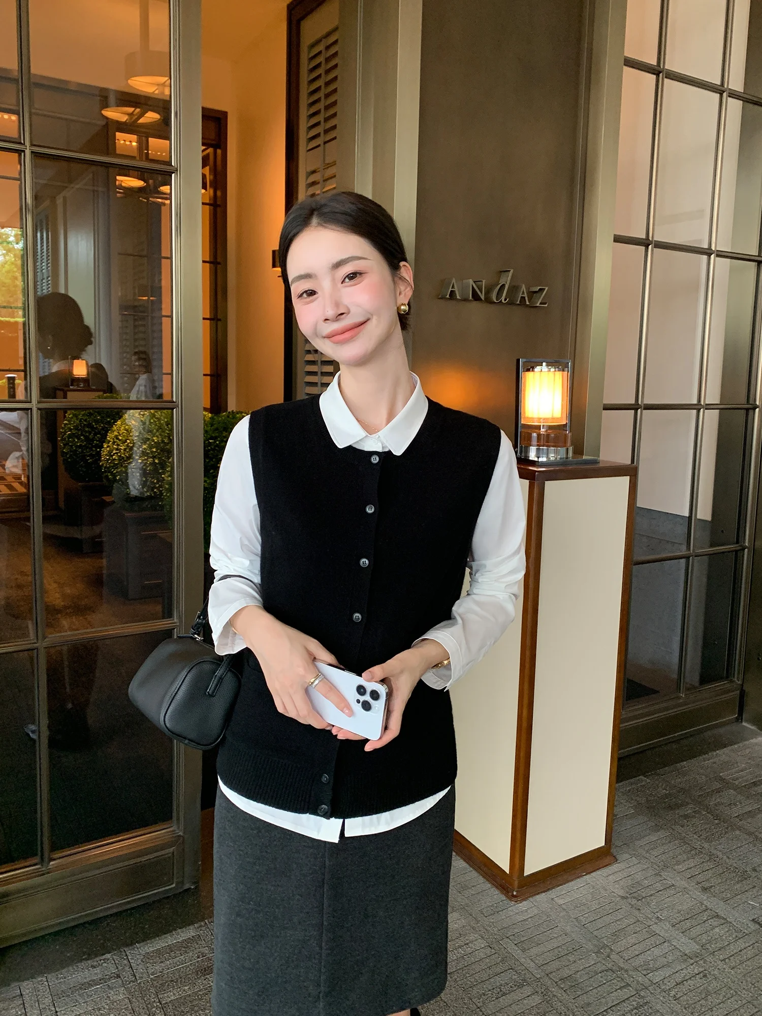 

Вязаный жилет Maven Lin Camere для женщин: повседневный, модный, с круглым вырезом, для многослойных образов