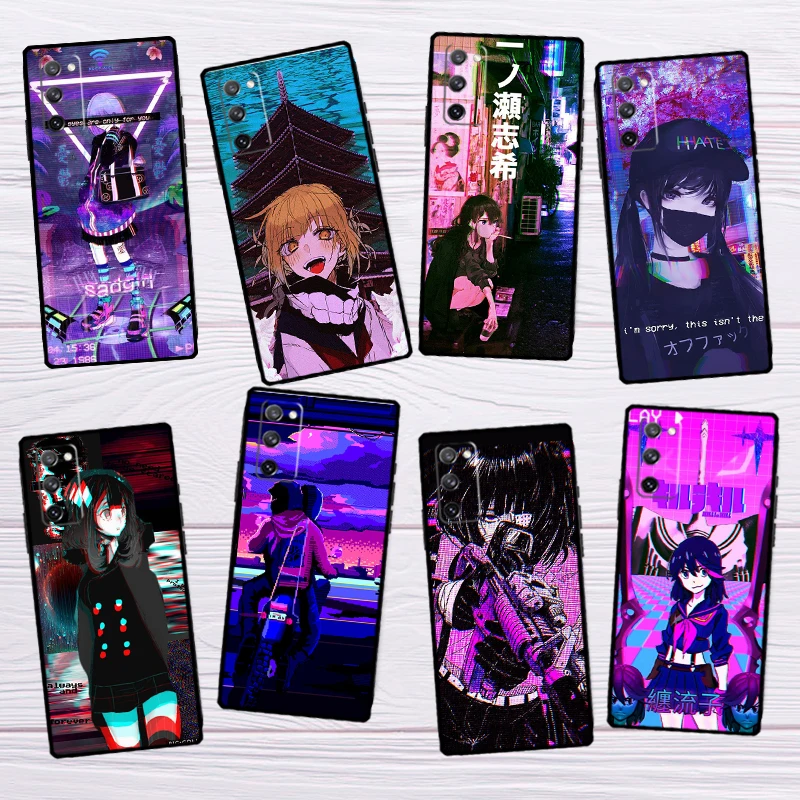 Anime Vaporwave Glitch Case For Samsung Galaxy S23 S21 Ultra S22 Ultra Note 20 S8 S9 S10 Plus S10e S20 FE Phone Shell