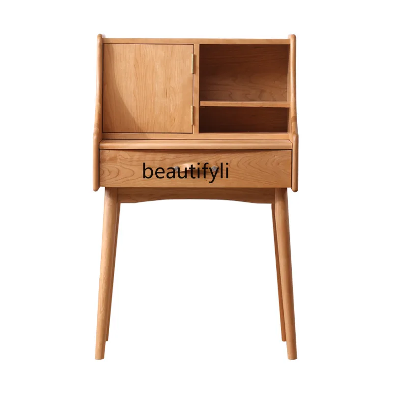 

Nordic Solid Wood Dressing Table Japanese Style Bedroom Modern Minimalist Small Apartment Cherrywood Makeup Desk Set