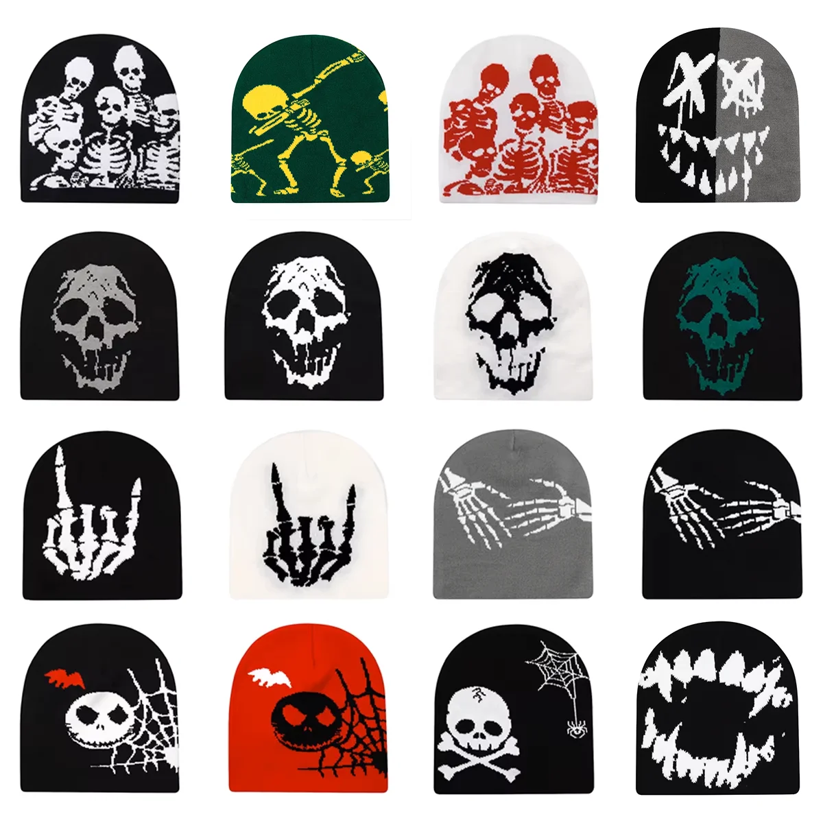 Beanies Fashion Skull Print Y2K Knitted Hats for Women Men Ear Protection Winter Autumn Windproof Keep Warm Gorras Hip Hop Cap