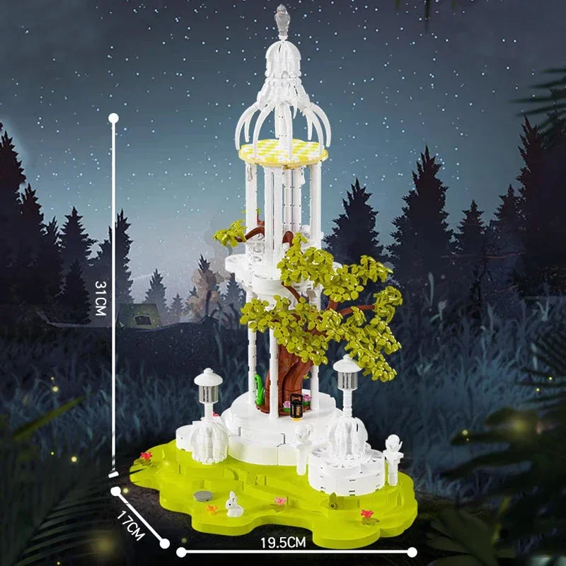 WLCX-Mini blocs de construction de tour de forêt, maison dans les arbres, palais, architecture de jardin, lumière LED, jouet en briques, sans boîte, exploration relique, 6013