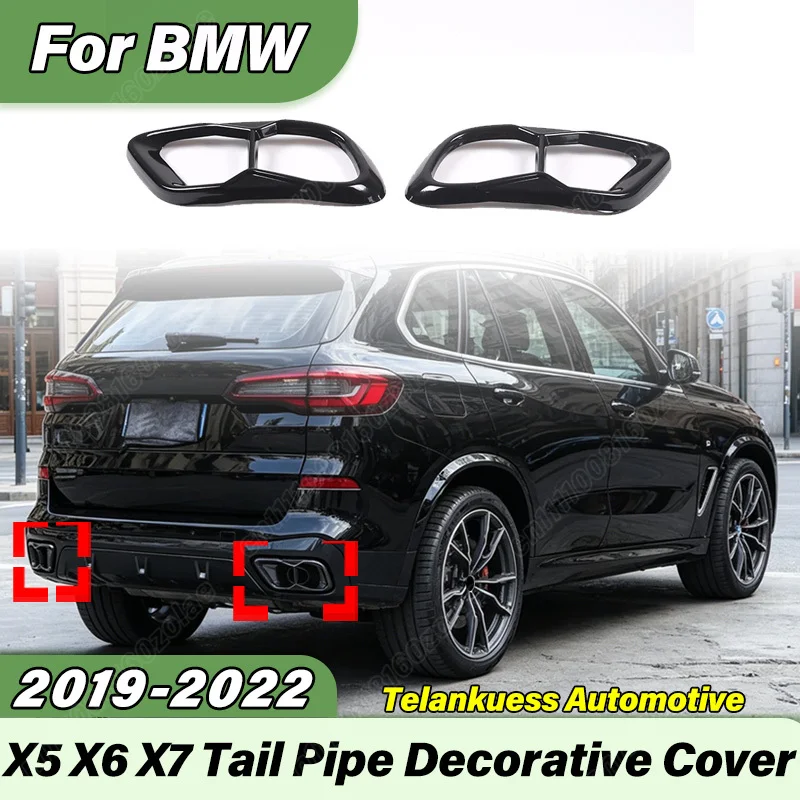 For BMW X5 X6 X7 G05 G06 G07 2019 2020 2021 2022 Car Tail Pipe Mask Accessories External Stainless Steel Exhaust Pipe Tail Pipe