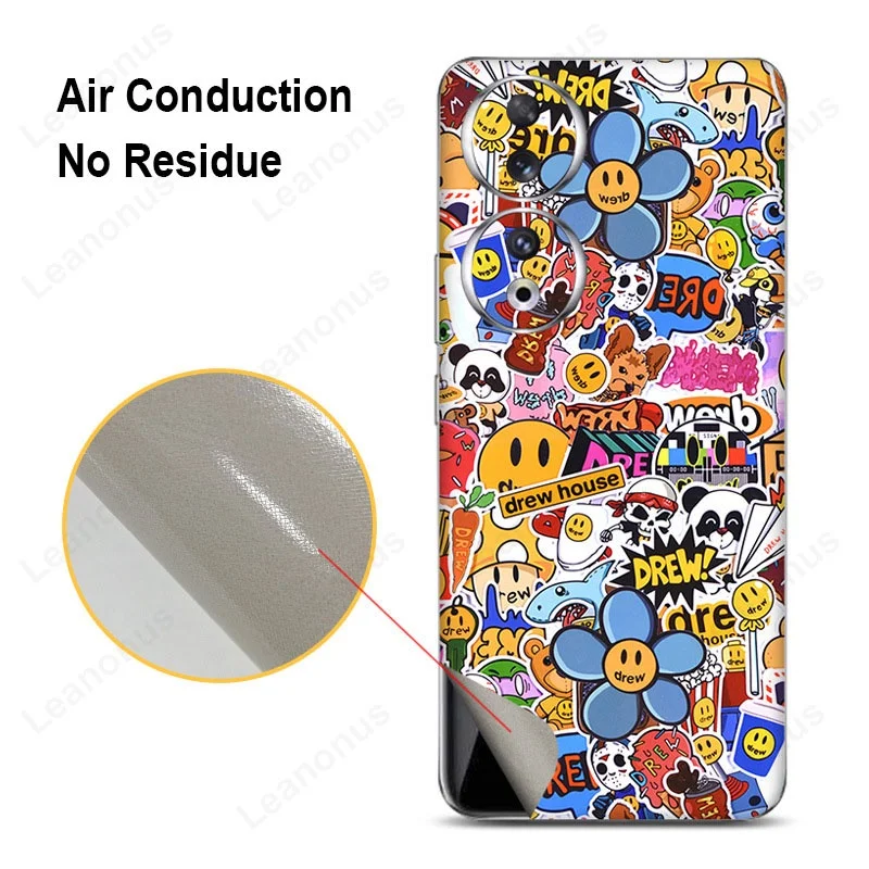 Marble Design Decal Skin for Honor 90 Pro 200 Pro Back Screen Protector Film Cover 3M Wrap with Camera Protector Matte Sticker