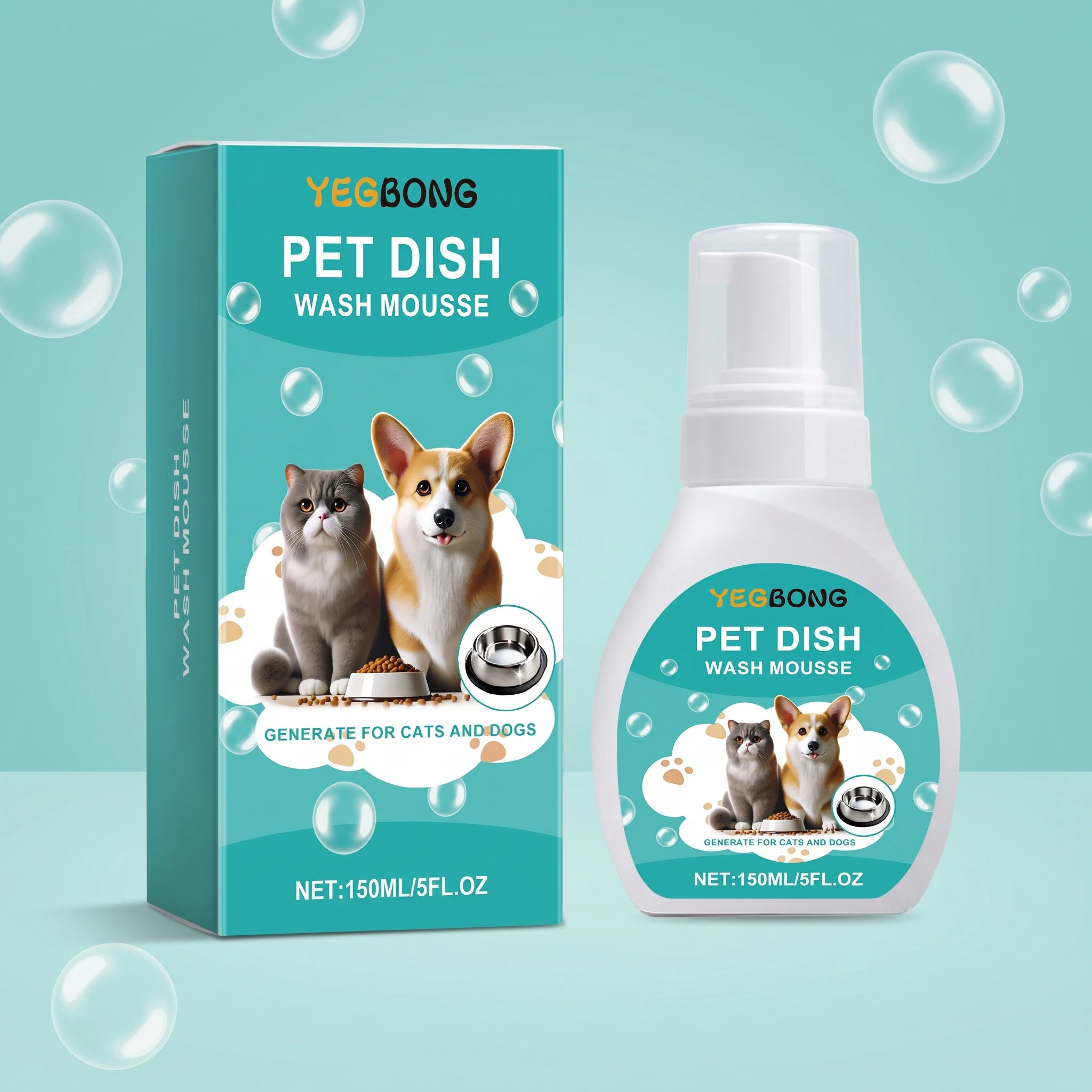 Pet Dish Wash Mousse for Cat & Dog Food Bowls Odor Remover Effectively Dissolves Saliva Slime and Greasy Buildup Pet Care