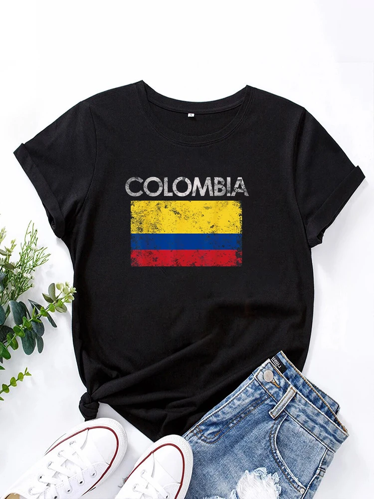 Colombia ​Women T Shirt Summer Fashion Short Sleeved T-shirt Printed O-neck Casual T-shirt Women\'s Clothing