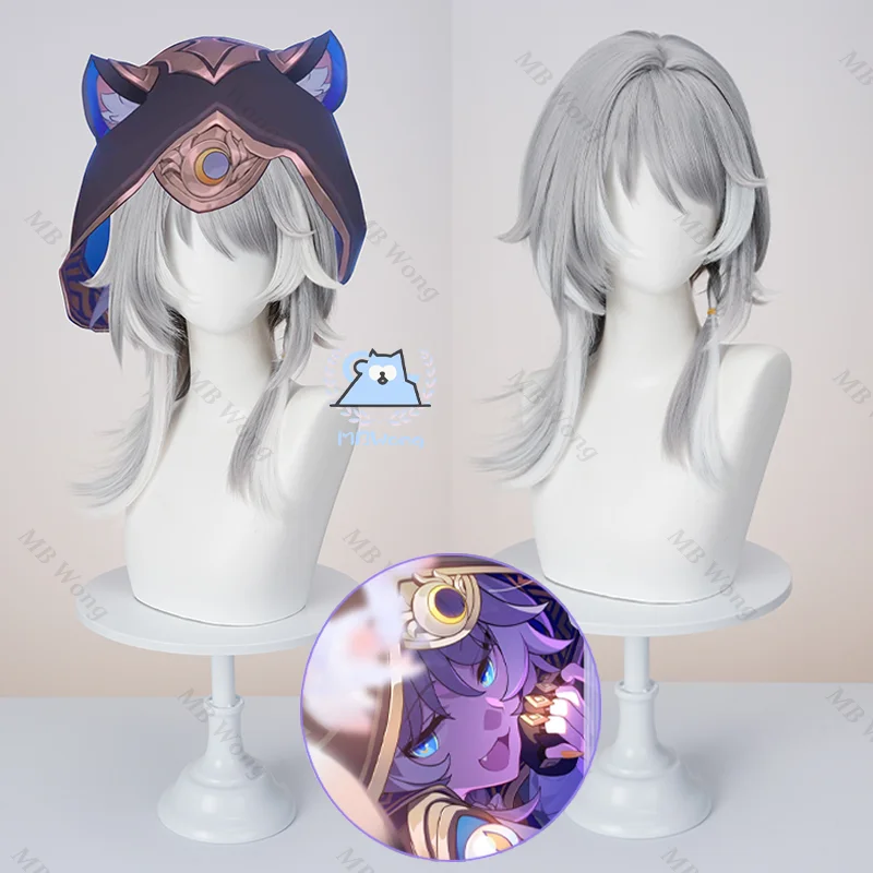 Honkai Star Rail Cipher Parrucca Cosplay Cifera Grigio Bianco Capelli Lunghi Ampforo Festa di Halloween per Donne Ragazze Carnevale Puntelli