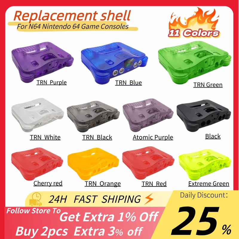 

N64 Transparent Replacement Plastic Shell Translucent Case for N64 Nintendo 64 Replacement Boxes Transparent Boxes Plastic boxes