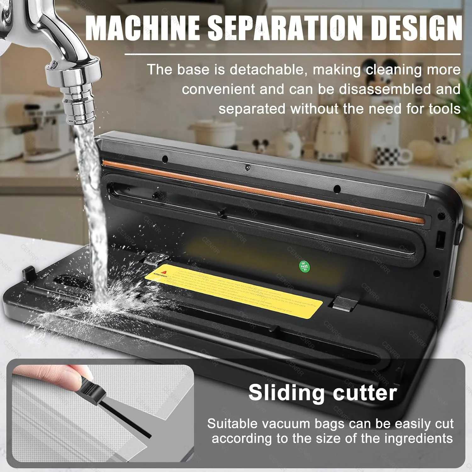 

Portable Kitchen Food Saver Vacuum Sealer Machine Household Home Touch Button Dry/Wet Built-in Cutter Kitchen Food Sealing