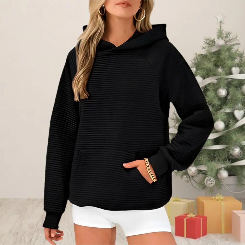 Vrouwen Gestreepte Hoodie Dames Herfst Winter Hoodie Met Grote Patch Zak Losse Fit Elastische Manchet Casual Daily Wear Sport Top Voor Iedereen