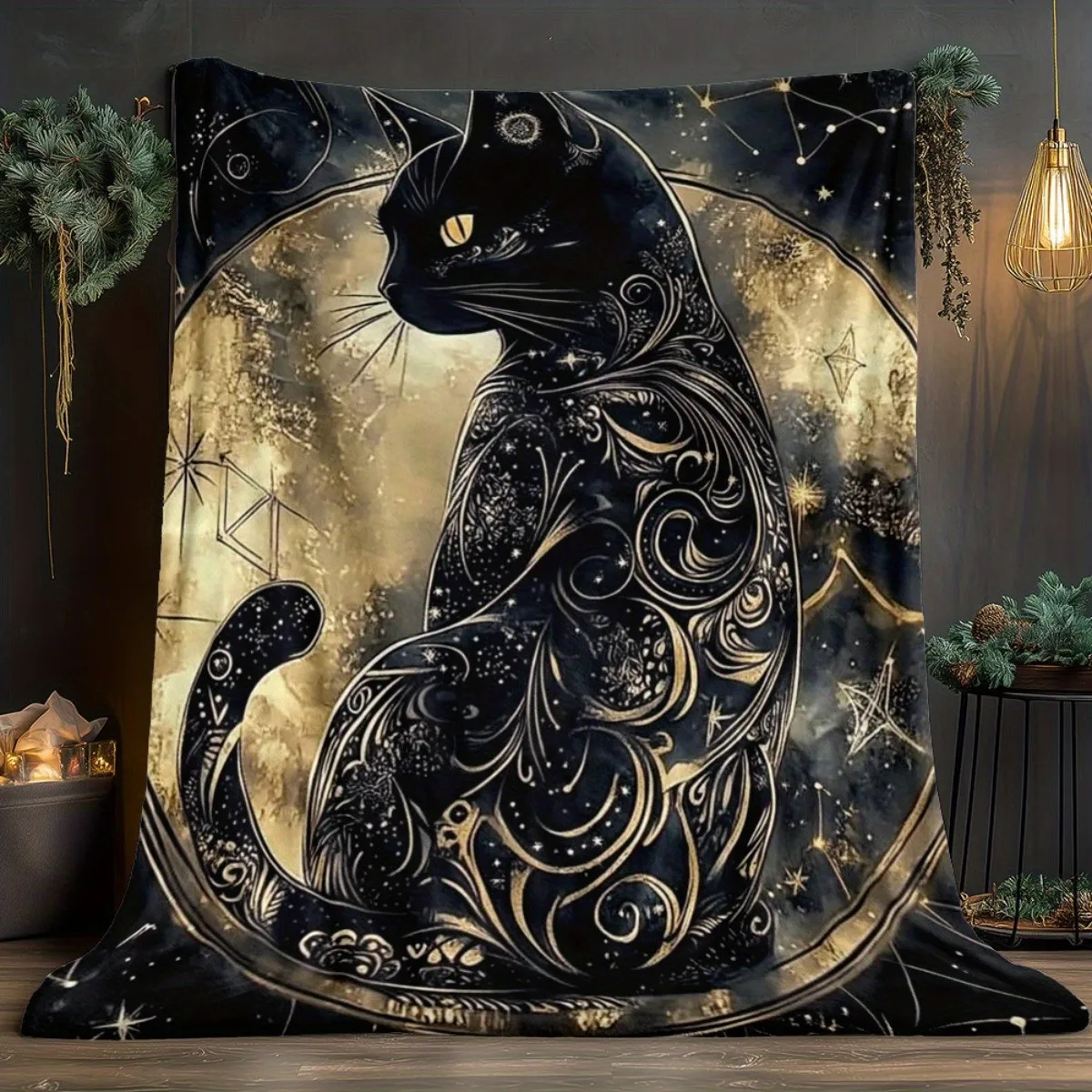 Mysteriöse schwarze Katzendecke – leichter Flanellüberwurf