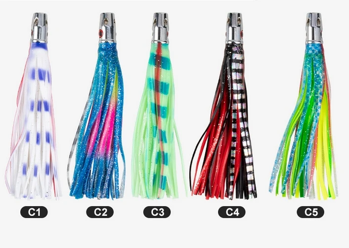 Soft Skirt Lure metal Head Rigged Trolling Tuna Leurre Octopus Big Game Fishing Marlin Tuna 165MM/40G