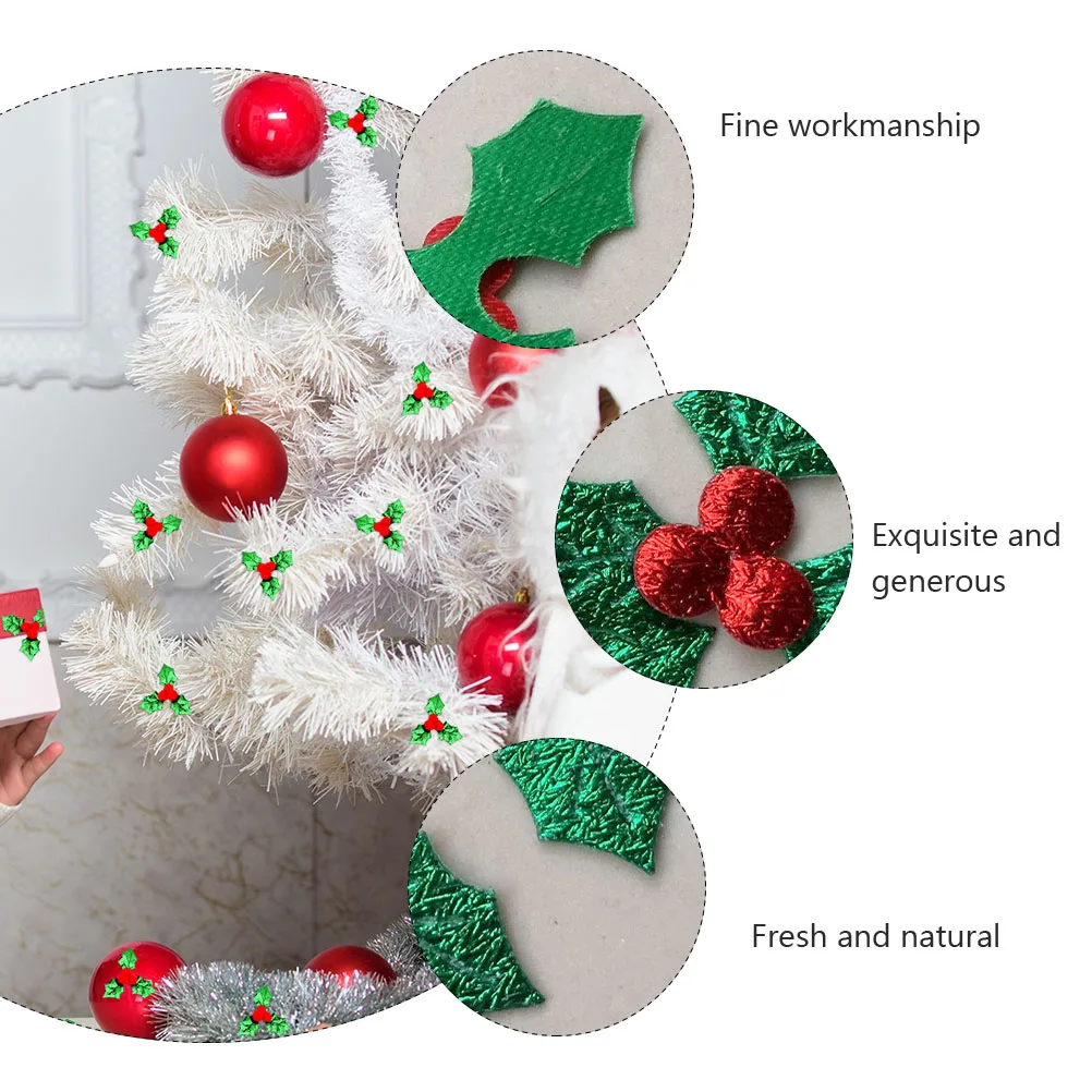 

100pcs Leaves Accessories Christmas Cloth Ornaments Art Craft Materials Party Wall Door Window Desserts Decor Diy Ornament Gift