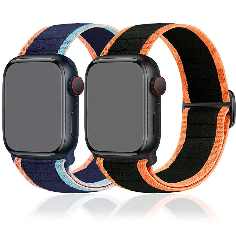 Correa de reloj para Apple Watch Ultra, 49mm, 41mm, 45mm, 44mm, 42mm, 40mm y 38mm, pulsera de nailon elástico iWatch Series 9 8 7 6 5 4 SE 3