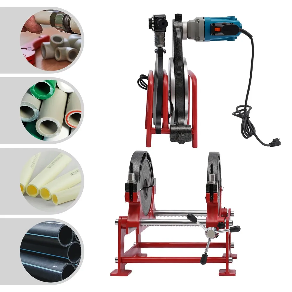 الأنابيب الانصهار لحام 2 المشابك دليل HDPE PP PE الأنابيب آلة لحام بعقب 90-250 مللي متر