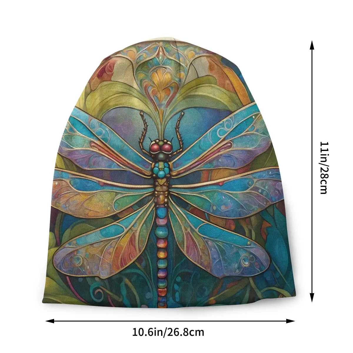 Dragonfly Art Nouveau Painting Thin Skullies Beanies Autumn Spring Caps For Men Women Dragonfly Tattoo Ski Caps Bonnet Hats