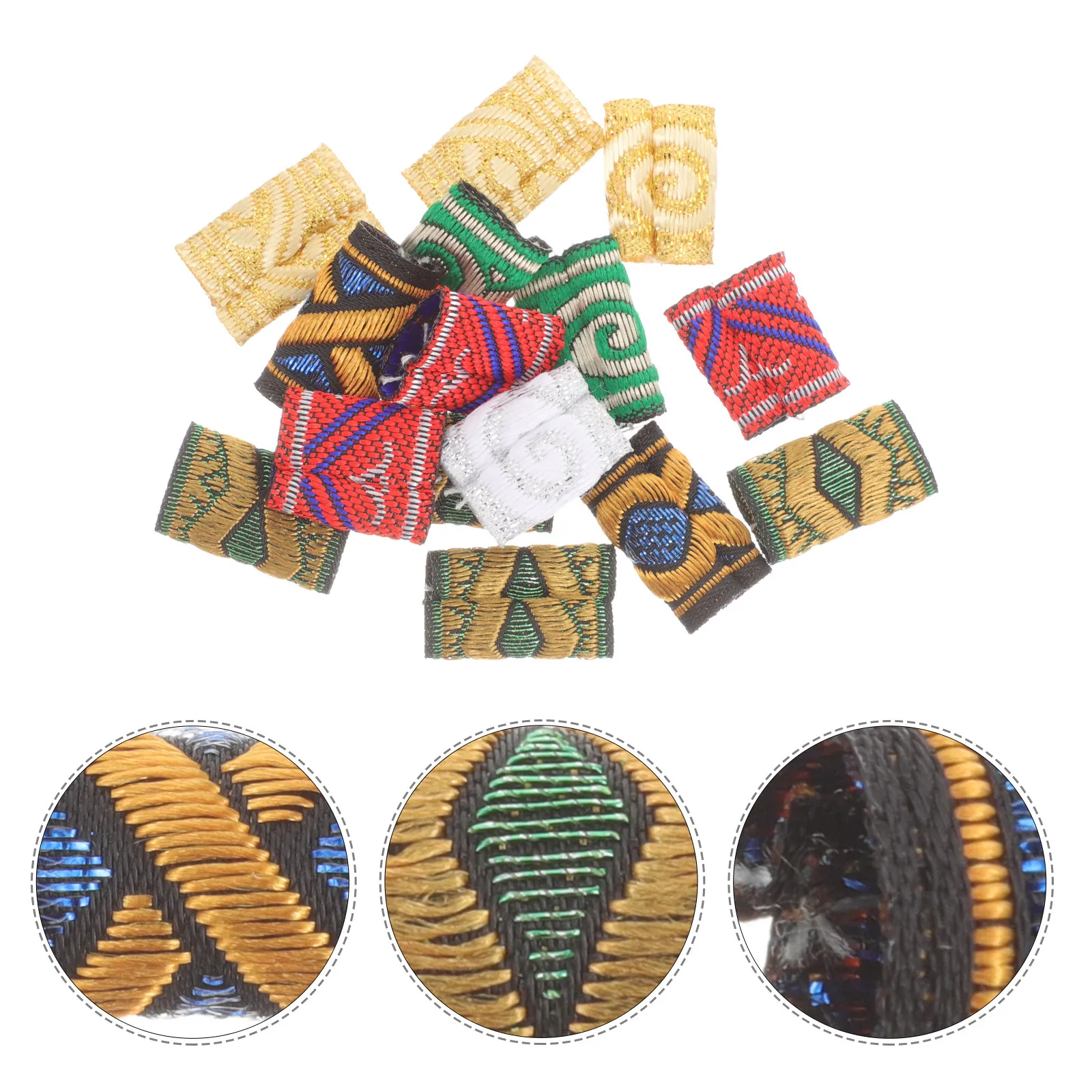 15 Pcs Decor Dreadlock Accessories Jewelry Braid Cuffs Hair Colorful Decorations African Fabric