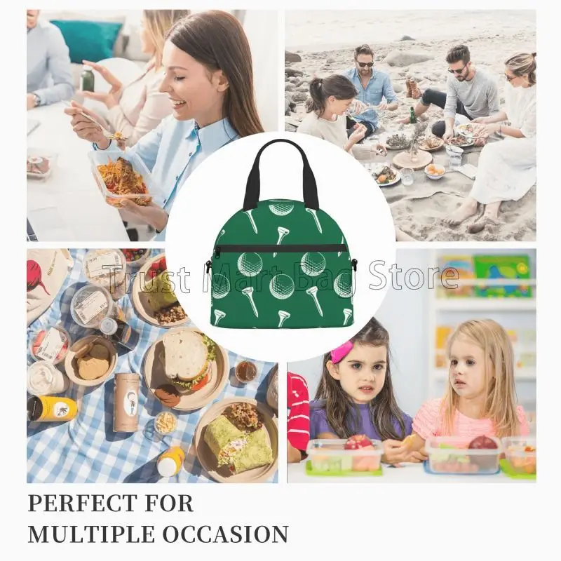 Golf Lunch Box Ball Portable Insulated Lunch Bags Reusable Cooler Tote Bag for Girls Boys Women School Work Travel Picnic Gifts