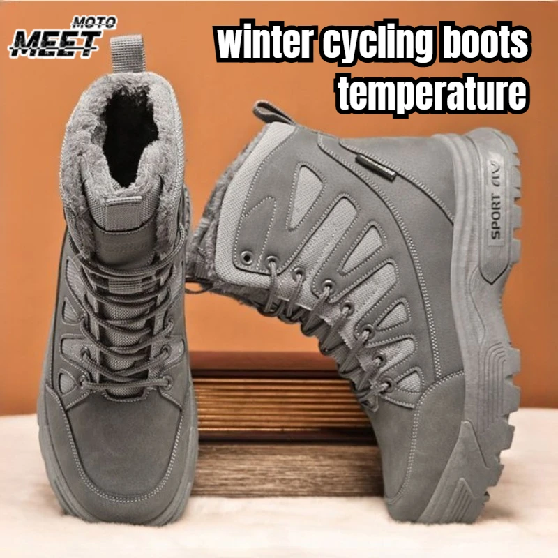 

Winter Thickened Velvet Warm Snow Boots Outdoor Thick-soled Combat Training Boots Anti-fall Moto Rider Racing Boot