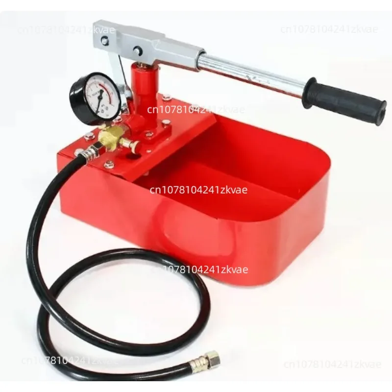 70KG 5L Hydraulic Manual Test Pump 7MPa Water Pipe Pressure Tester with Oil Pressure Gauge + High Pressure Pipe