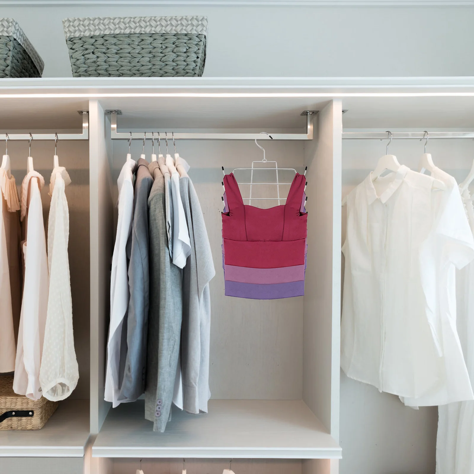 

2Pcs Closet Organizer Hanger Multi Level Clothing Rack for Bras Tank Tops Scarves Ties Efficient Room Organization Space Saving