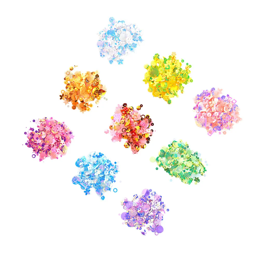 9 Uds. De materiales brillantes para pegatinas para uñas, suministros para decoración de uñas Diy, pegatinas para manicura, herramientas artesanales de perlas con lentejuelas