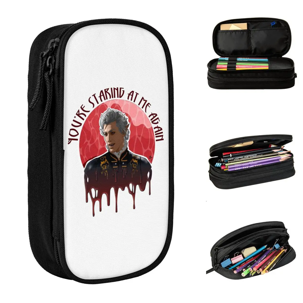 

Игровой пенал Astarion, забавная сумка-держатель для ручек Baldur's Gate, детский большой офисный пенал на молнии для хранения