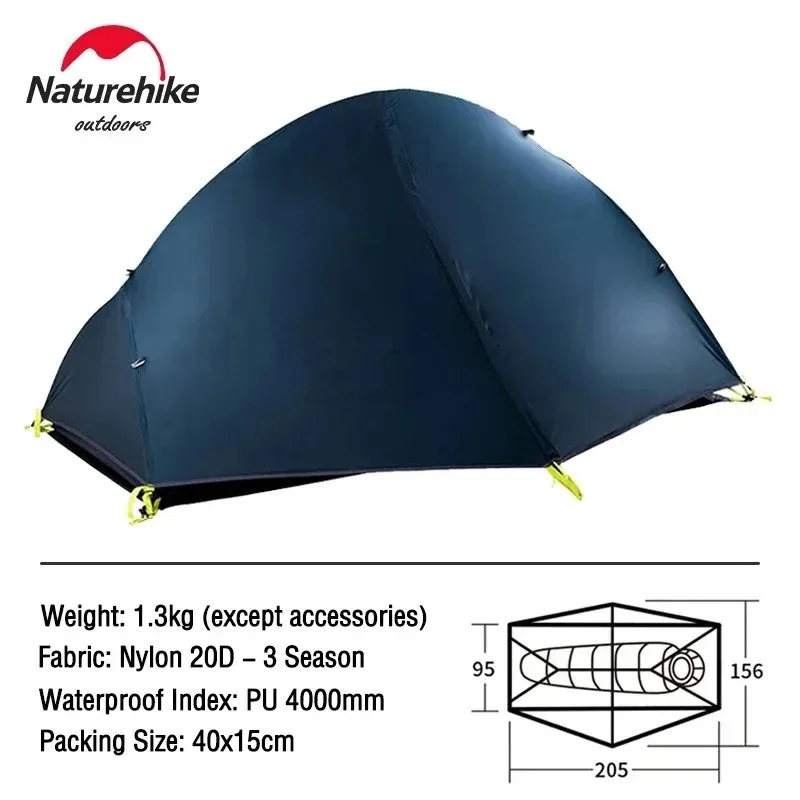 Naturehike tent Ultralichte 1-persoons fietstenten Draagbare backpacktent 20D nylon waterdichte tent Campingtent Wandeltent