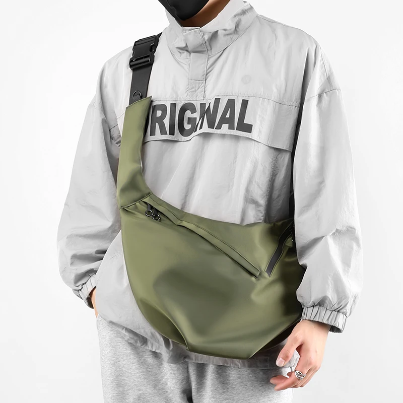 กระเป๋าถือเดินทางกันน้ำสำหรับผู้ชาย กระเป๋าสะพายข้างความจุขนาดใหญ่ กระเป๋าคาดลำตัวแบบยูนิเซ็กซ์ กระเป๋าสะพายไหล่ไนลอน กระเป๋าคาดลำตัวสุดหรูสำหรับผู้ชาย