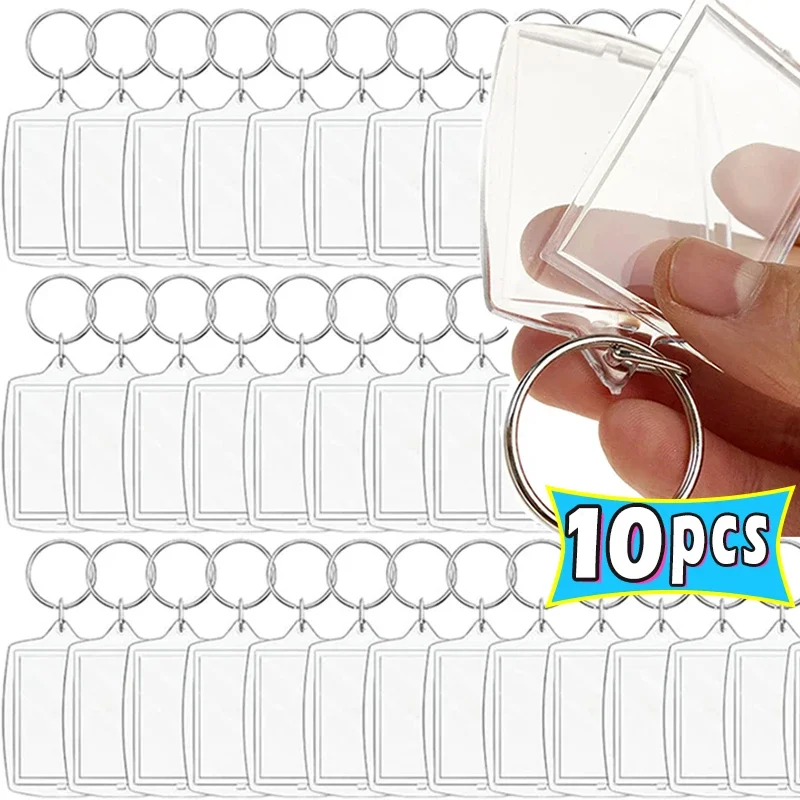 1/10pcs Transparent Photo Frame Keychain Tassels Snap-In Custom Insert Photo Acrylic Keyring Blank Picture Pendants Card Holder