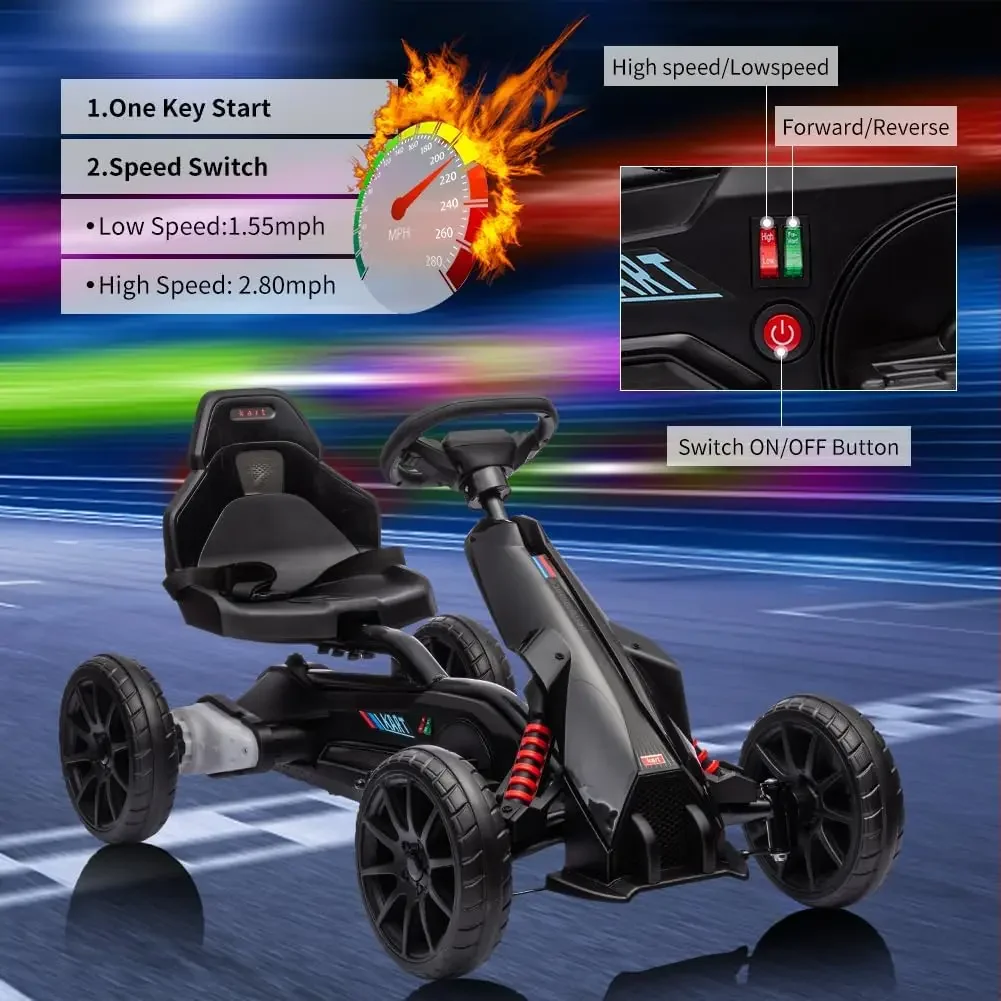 12V  Go Kart for Kids,7Ah Battery Powered Car for Toddlers, Ajustable Seat, High/Low Variable Speeds,EVA Wheels, Outdoor