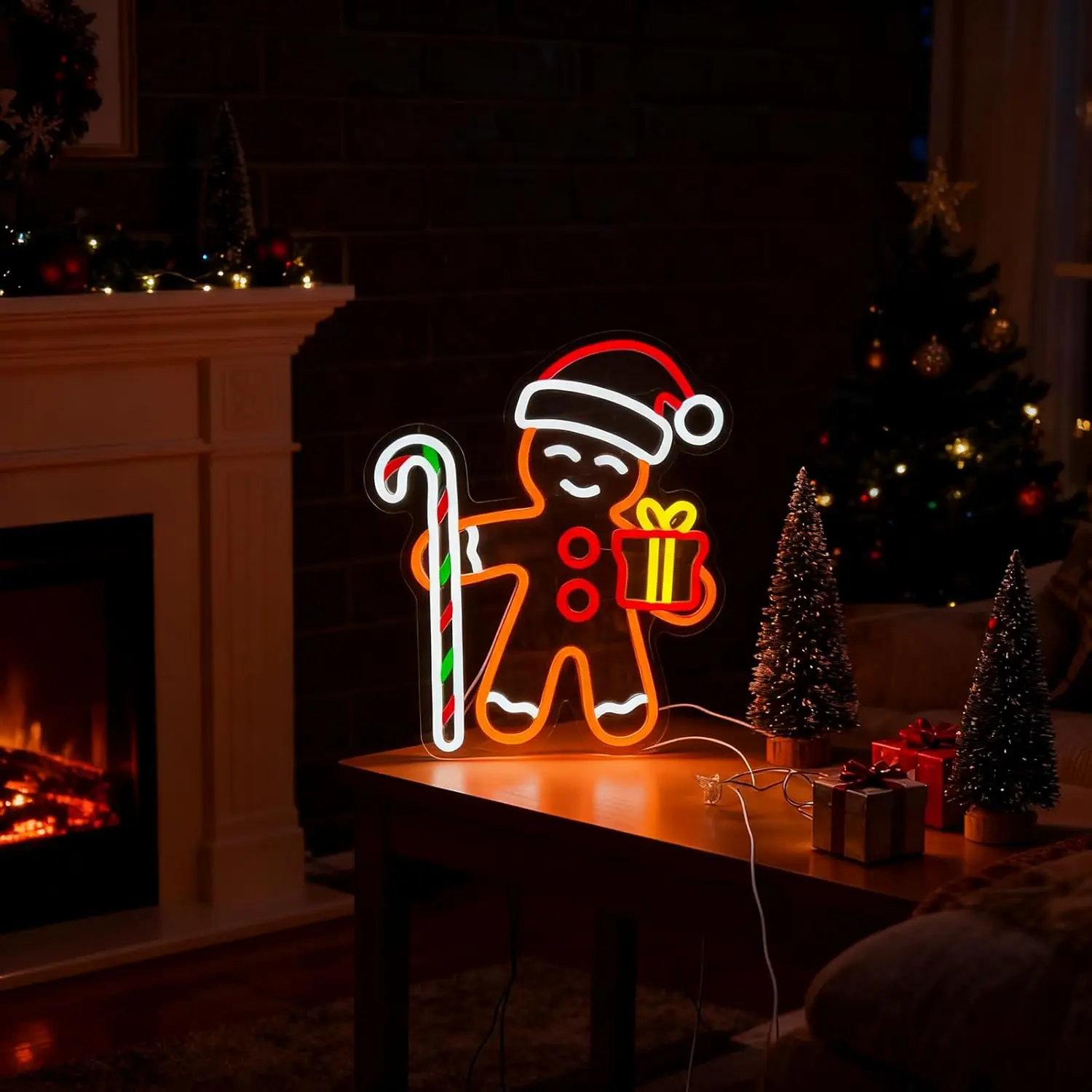 الزنجبيل رجل ضوء النيون تسجيل USB عكس الضوء LED النيون تسجيل لغرفة النوم غرف معيشة نادي بار رجل الكهف هدايا الحفلات جدار ديكور #6