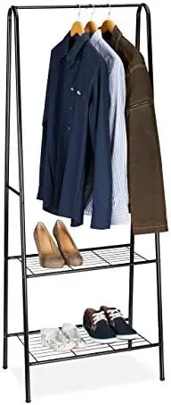 

Clothes Stand Sandra with 2 Shelves, Metal, Wardrobe Unit, with Garment Rail, Size 160 x 61.5 x 38 cm, Honey Brown, 38 x 61.5