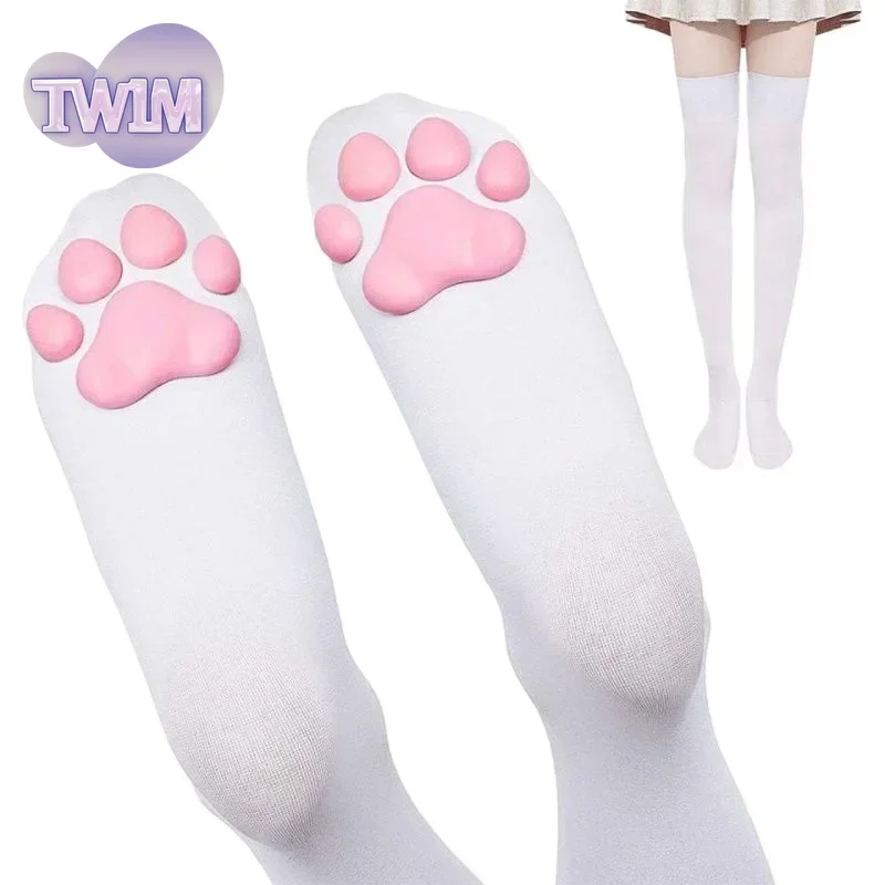 Gothic Lolita 3D Cat Claw Thigh High Socks Women Harajuku Stockings Cosplay Stockings Jk Silk Stockings Halloween Carnival Suits