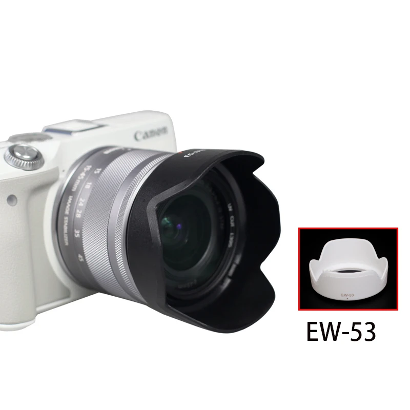 EW-53 49mm Lens Hood Reversible Camera Lente Accessories for Canon EOS M10 EF-M 15-45 mm f/3.5-6.3 IS STM Lens  15-45 mm f3.5-6.