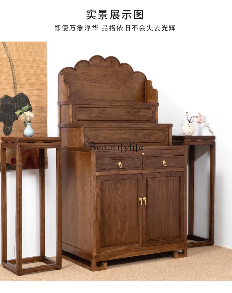 Solid wood Tibetan table heightening Buddhist platform household incense case Buddhist hall shrine