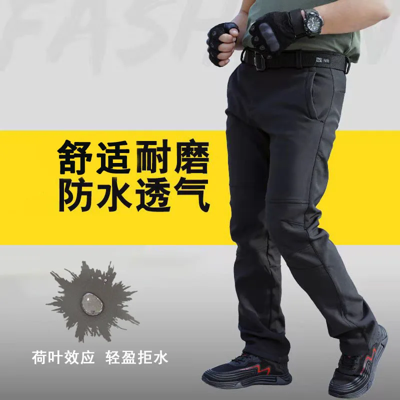 

2025 men's tactical shock pants fleece thickened soft shell warm sports outdoor mountaineering casual ski pants