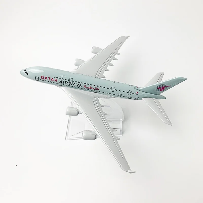 16cm 1/400 Scale Qatar Airways A380 Diecast Metal Airplane Model Kit with Stand for Adult Aviation Souvenir Gift or Plane Toy