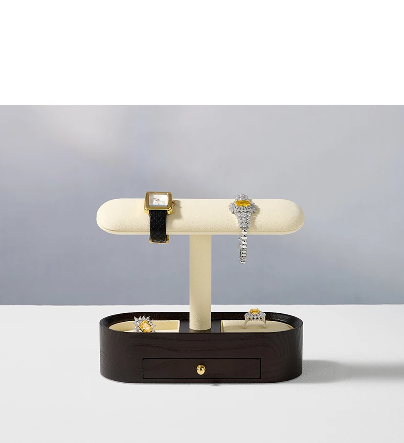 Oirlv Uhrenständer aus Holz mit Schublade, Uhren-, Armband- und Ringhalter für die Aufbewahrung zu Hause, Schmuck-Organizer mit Schublade – Detail 9