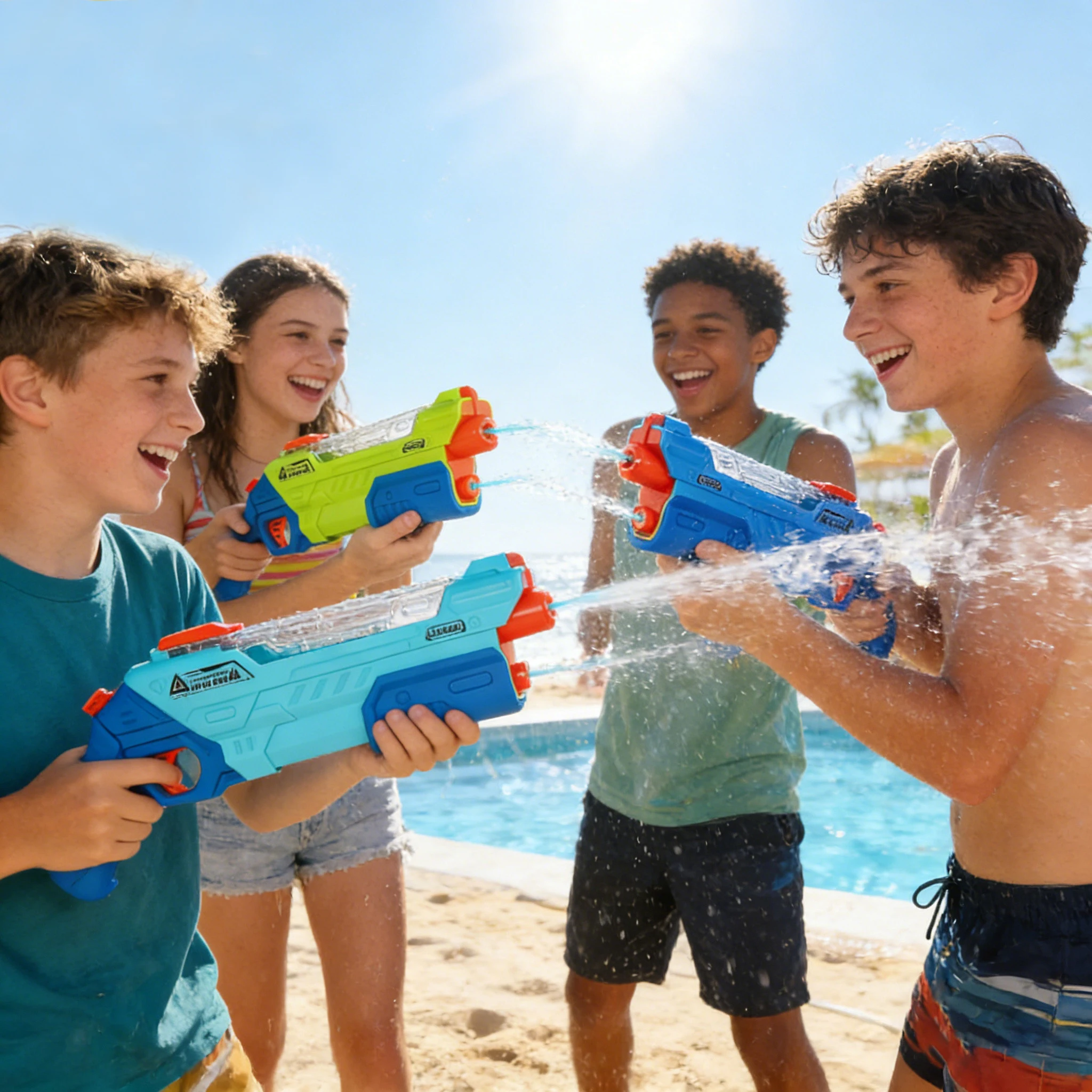 高圧ウォーターブラスターおもちゃ長距離射撃水鉄砲、夏のビーチプール水遊びおもちゃ