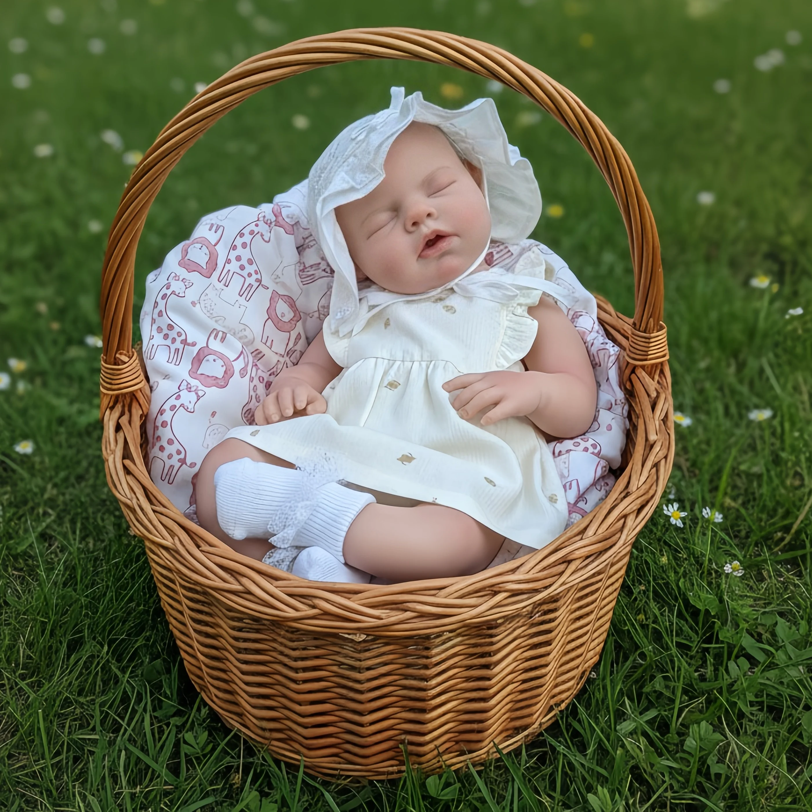 20-Zoll-Ganzkörper-Silikon-Reborn-Babyspielzeug für Mädchen, lebensechte schlafende Silikon-Babypuppe, kann neugeborene Babypuppen pinkeln und trinken