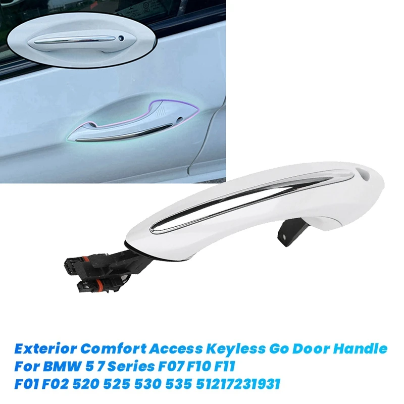 Left Front Door Handle+Light Comfort Access 51217231931 For BMW 5 6 7 Series F07 F10 F11 F06 F12 F13 F01 F02 F03 LHD