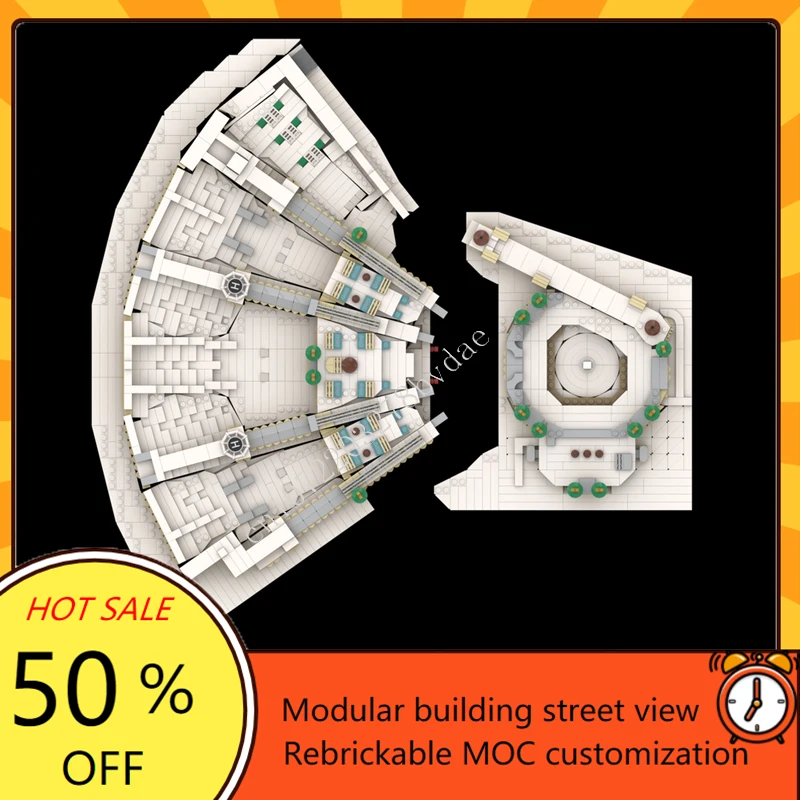 6514PCS Masjid al-Haram Makkah Clock Royal Tower Modular MOC Creative street view Model Custom Puzzle Education DIY Toys Gifts