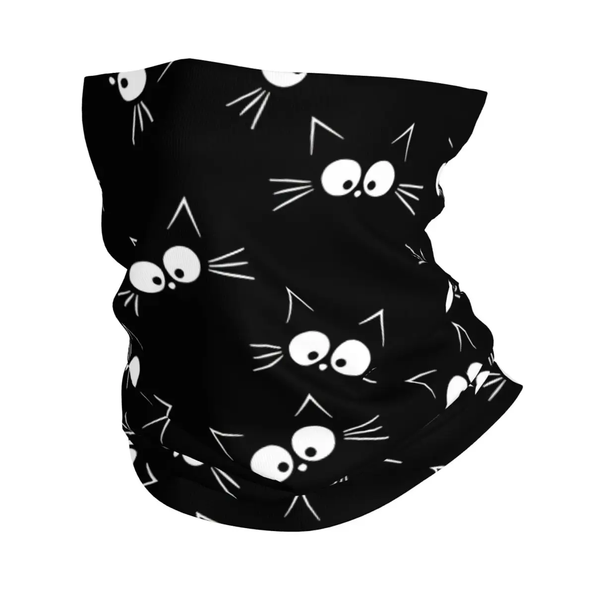 Cute Black Cat Pattern Bandana Neck Cover Printed Wrap Scarf Multi-use Cycling Riding for Men Unisex Thin