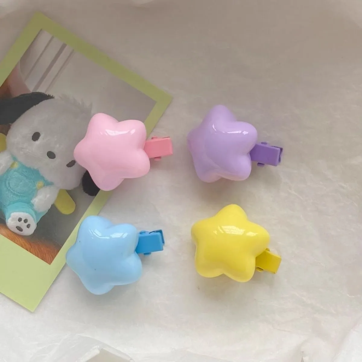 

Korean New Colorful Fat Stars Small Clips Sweet Cute Bangs Side Clips Headwear Girls Kids Women Hair Accessories