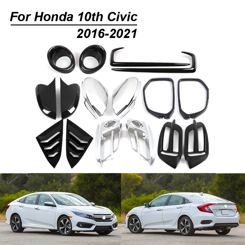 

Для Honda Civic 10 2016-2021 внешняя защитная Крышка для автомобиля, зеркало заднего вида, защита от дождя, туман, задняя наклейка, детали для автомобиля