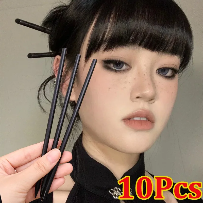 1/10 Uds. Palillos para el cabello de estilo Retro chino de madera, pinzas para el cabello para mujer, horquilla Simple hecha a mano, accesorios