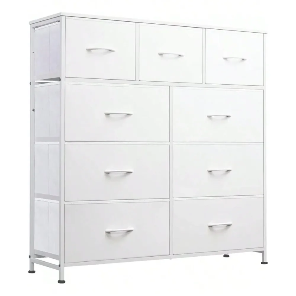 

Dresser, Fabric Storage Tower For Bedroom, Hallway, Entryway, Closet, Tall Chest Organizer Unit With Fabric Bins, Steel Frame,