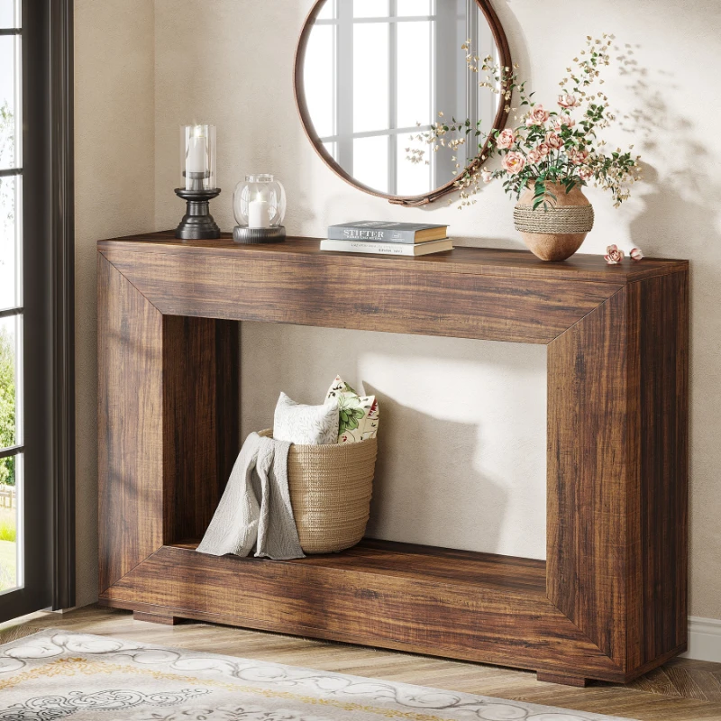 

American retro log wind corridor strip table living room entrance entrance table