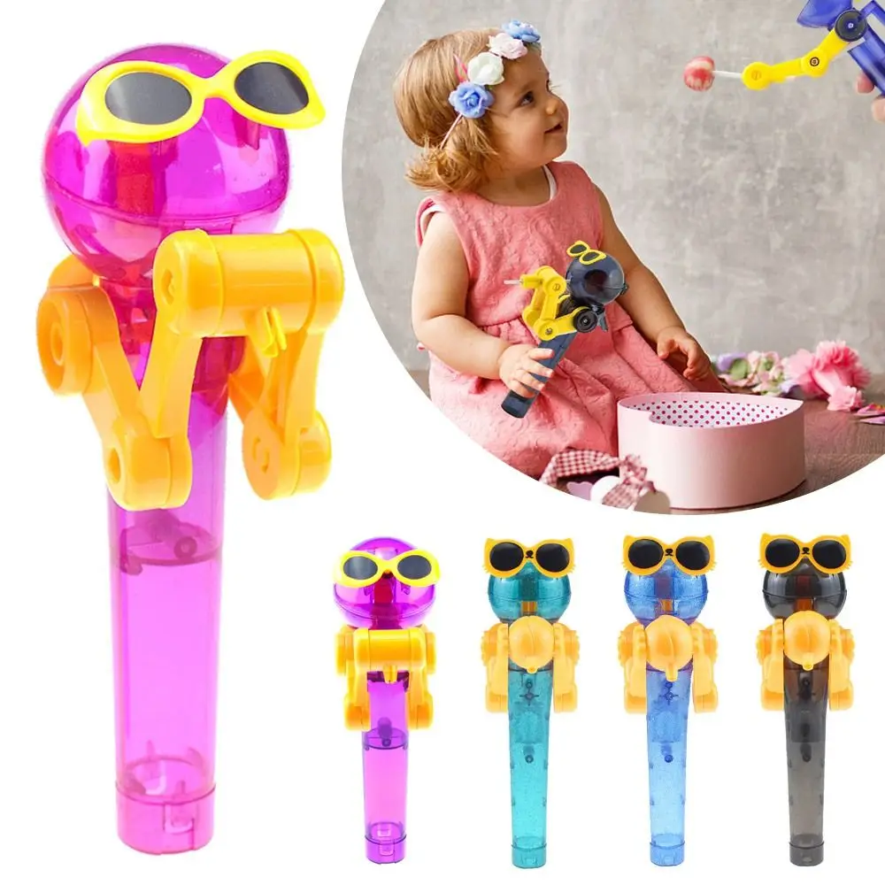 Novelty Candy Dustproof Storage Robot Shape Decompression Robot Lollipop Candy Storage Kids Toy Personality Lollipop Holder